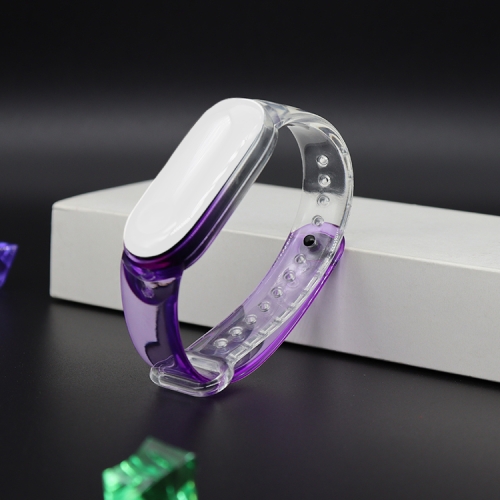 

For Xiaomi Mi Band 5 Silicone Transparent Strap(Purple)