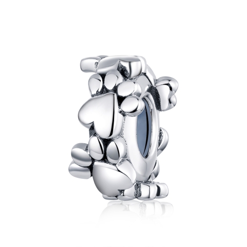 

Heart Shaped Beaded Bracelet Accessories Sterling Silver S925 Separate Beads Love Footprints Loose Beads