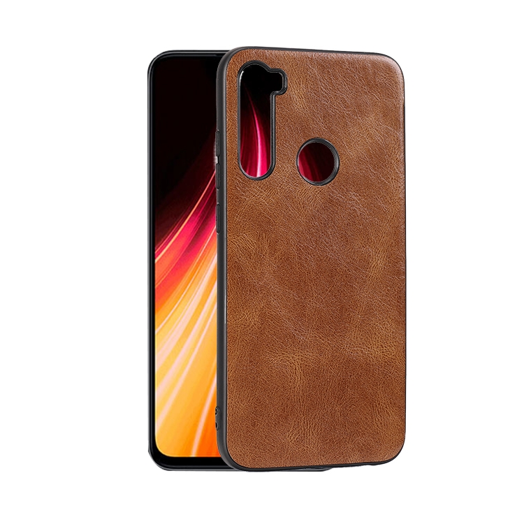 

For Xiaomi Redmi Note 8 Crazy Horse Textured Calfskin PU+PC+TPU Case(Brown)