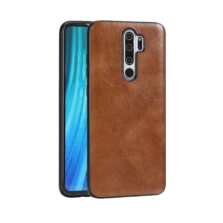 

For Xiaomi Redmi Note 8 Pro Crazy Horse Textured Calfskin PU+PC+TPU Case(Brown)