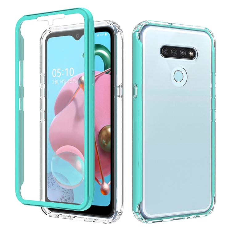 

For LG K51 Shockproof TPU Frame + Clear PC Back Case + Front PET Screen Protector(Green)