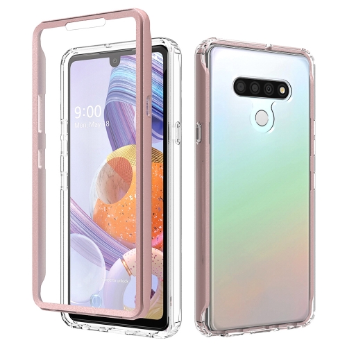 

For LG Q Stylo 6 Shockproof TPU Frame + Clear PC Back Case + Front PET Screen Protector(Rose Gold)