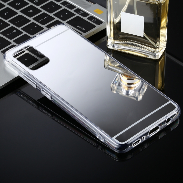 

For Samsung Galaxy A51 TPU + Acrylic Luxury Plating Mirror Phone Case Cover(Silver)