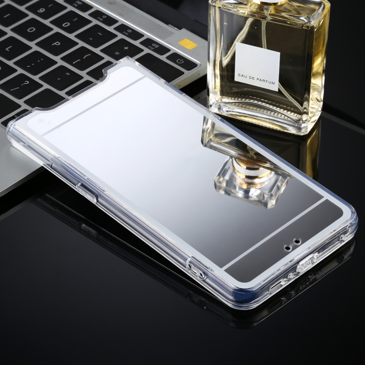 

For Samsung Galaxy A80 TPU + Acrylic Luxury Plating Mirror Phone Case Cover(Silver)