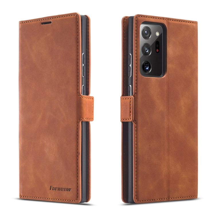 

For Samsung Galaxy Note20 Ultra Forwenw Dream Series Oil Edge Strong Magnetism Horizontal Flip Leather Case with Holder & Card Slots & Wallet & Photo Frame(Brown)