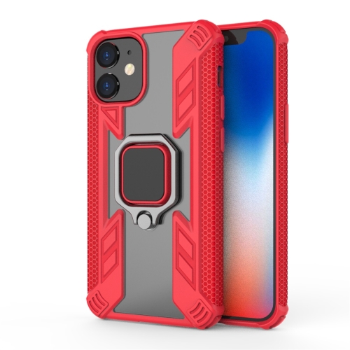 

For iPhone 12 mini Iron Warrior Shockproof PC + TPU Protective Case with 360 Degree Rotation Ring Holder(Red)