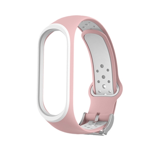 

For Xiaomi Mi Band 3 / 4 Sports Silicone Buckle Wrist Strap(Pink+White)