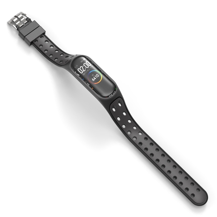 

For Xiaomi Mi Band 5 Silicone Double Buckle Replacement Wrist Strap(Black)