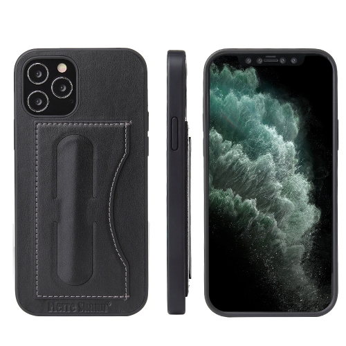 

For iPhone 12 Pro Max Fierre Shann Full Coverage Protective Leather Case with Holder & Card Slot(Black)