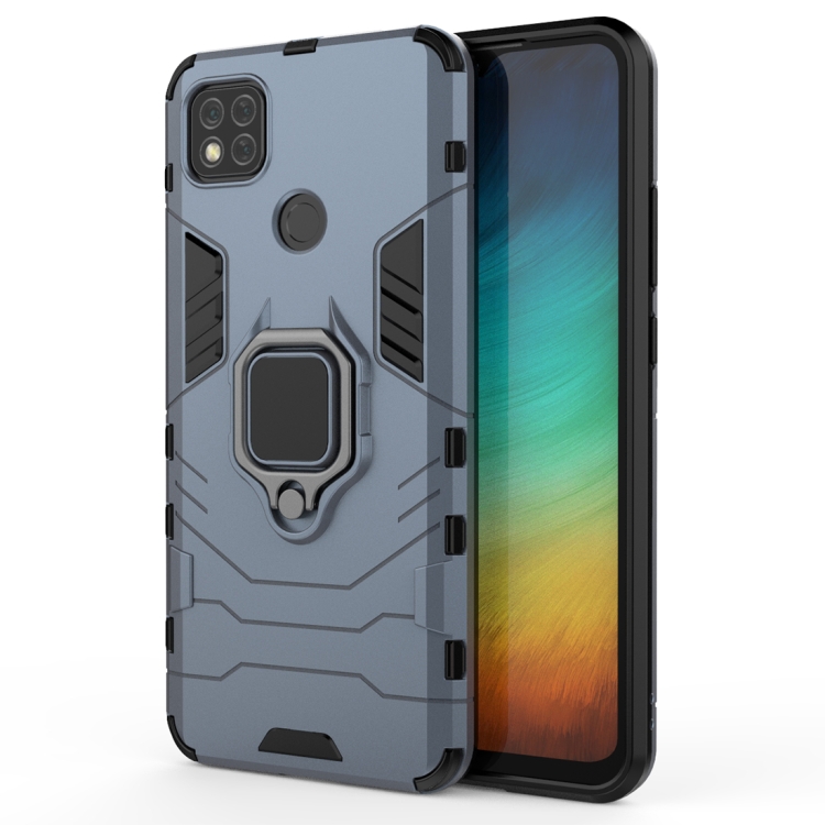 

For Xiaomi Redmi 9C PC + TPU Anti-fall Protective Case with Magnetic Ring Holder(Navy Blue)