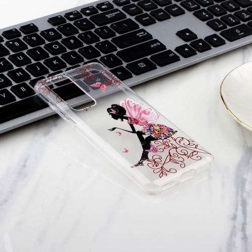 

For Huawei P40 Pro Coloured Drawing Pattern Highly Transparent TPU Protective Case(Butterfly Girl)