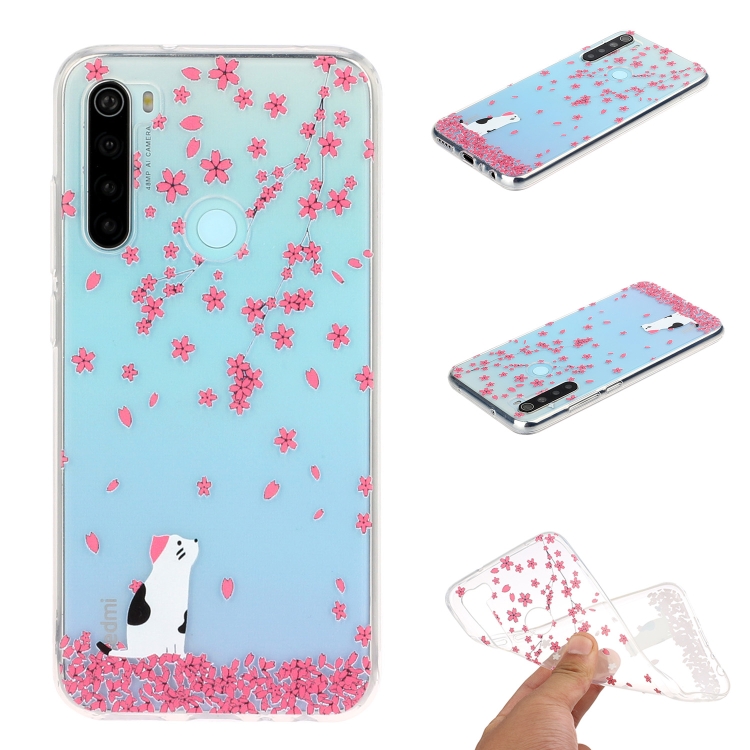 

For Xiaomi Redmi Note 8 Coloured Drawing Pattern Highly Transparent TPU Protective Case(Sakura Cat)