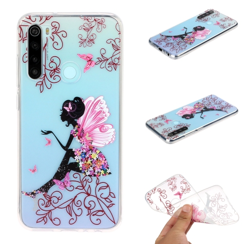 

For Xiaomi Redmi Note 8 Coloured Drawing Pattern Highly Transparent TPU Protective Case(Butterfly Girl)