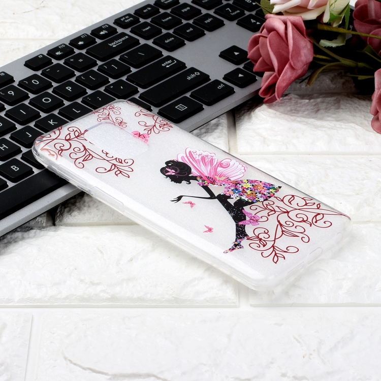 

For Xiaomi Redmi Note 9S Coloured Drawing Pattern Highly Transparent TPU Protective Case(Butterfly Girl)