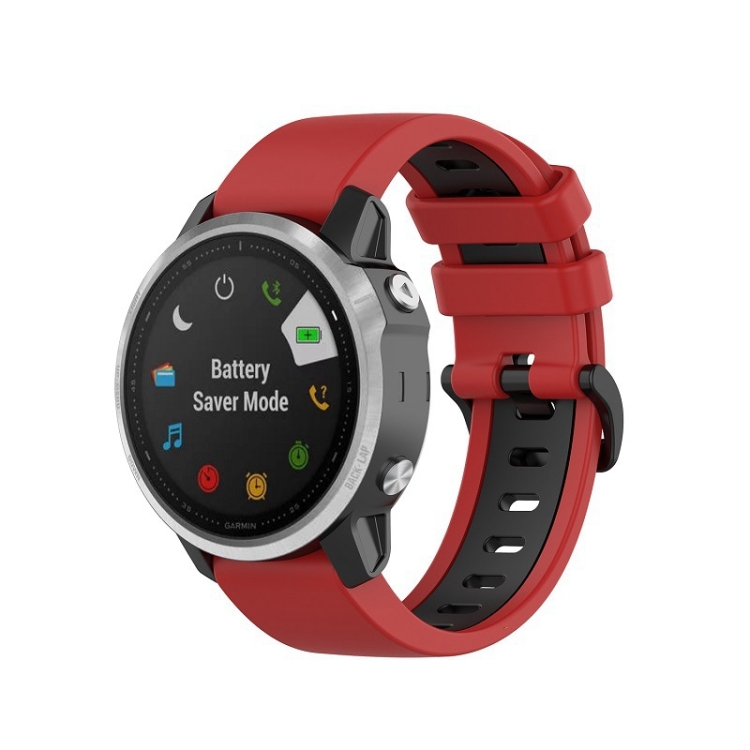 

For Garmin Fenix 6S Silicone Two-color Strap(Red Black)