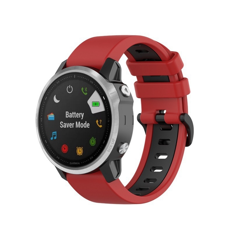

For Garmin Fenix 6X Silicone Two-color Strap(Red Black)