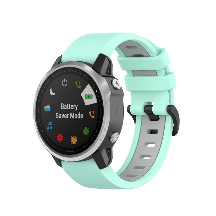 

For Garmin Fenix 6 Silicone Two-color Strap(Teal Grey)
