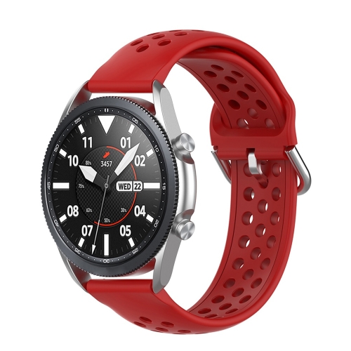 

For Galaxy Watch 3 41mm R850 Silicone Sports Solid Color Strap, Size: Free Size 20mm(Red)