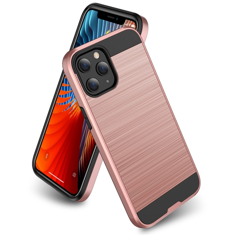 

For iPhone 12 mini Brushed Texture Shockproof Protective Case(Rose Gold)