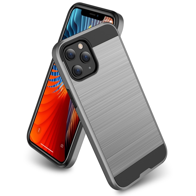 

For iPhone 12 / 12 Pro Brushed Texture Shockproof Protective Case(Silver)