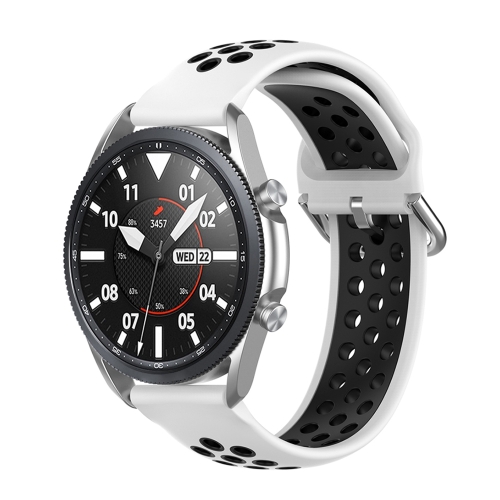 

For Galaxy Watch 3 41mm Silicone Sports Two-tone Strap, Size: Free Size 20mm(White Black)