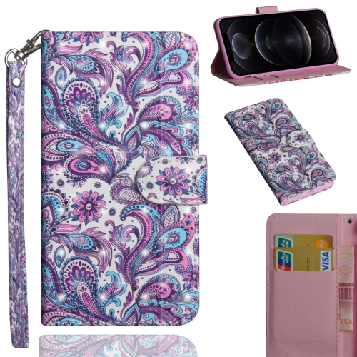 

For iPhone 12 / 12 Pro 3D Painting Pattern Horizontal Flip TPU + PU Leather Case with Holder & Card Slots & Wallet(Swirl Pattern)