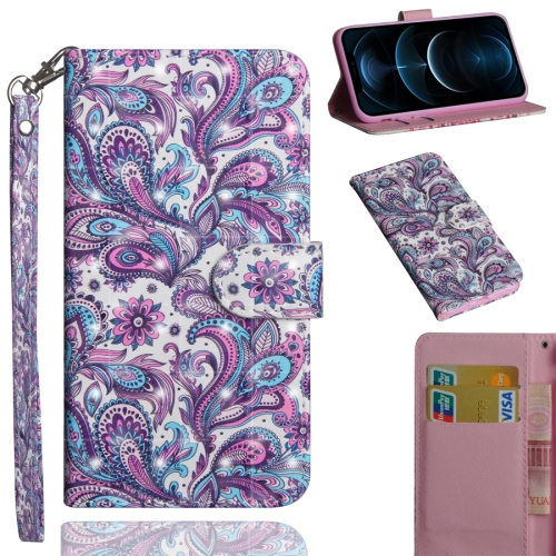 

For iPhone 12 Pro Max 3D Painting Pattern Horizontal Flip TPU + PU Leather Case with Holder & Card Slots & Wallet(Swirl Pattern)