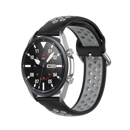 

For Galaxy Watch 3 45mm Silicone Sports Two-tone Strap, Size: 22mm(Black Gray)