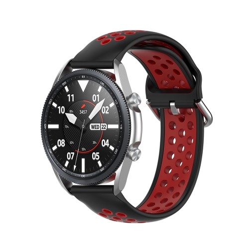 

For Galaxy Watch 3 45mm Silicone Sports Two-tone Strap, Size: 22mm(Black Red)