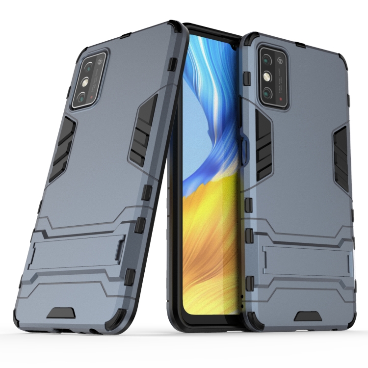 

For Huawei Honor X10 Max PC + TPU Shockproof Protective Case with Invisible Holder(Navy Blue)
