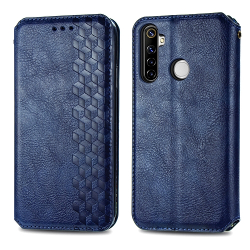 

For OPPO Realme 6i Cubic Grid Pressed Horizontal Flip Magnetic PU Leather Case with Holder & Card Slots & Wallet(Blue)