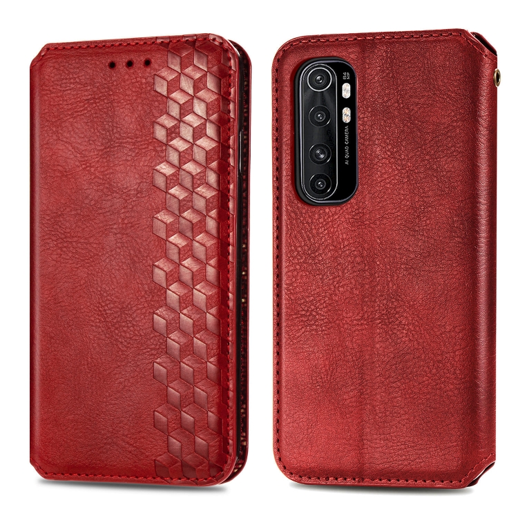 

For Xiaomi Mi Note 10 Lite Cubic Grid Pressed Horizontal Flip Magnetic PU Leather Case with Holder & Card Slots & Wallet(Red)