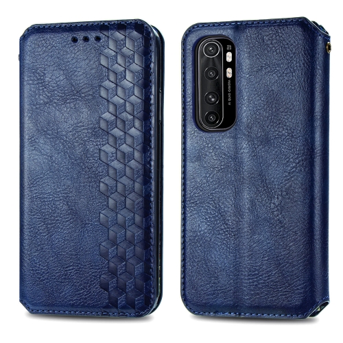 

For Xiaomi Mi Note 10 Lite Cubic Grid Pressed Horizontal Flip Magnetic PU Leather Case with Holder & Card Slots & Wallet(Blue)