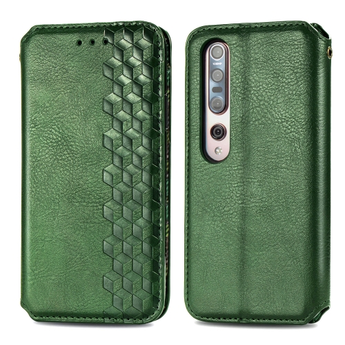 

For Xiaomi Mi 10 / 10 Pro 5G Cubic Grid Pressed Horizontal Flip Magnetic PU Leather Case with Holder & Card Slots & Wallet(Green)