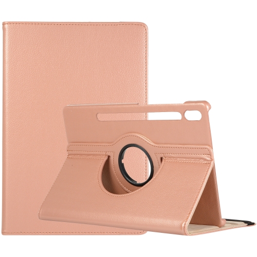 

For Samsung Galaxy Tab S7 T870 (2020) Litchi Texture Horizontal Flip 360 Degrees Rotation Leather Case with Holder(Rose Gold)