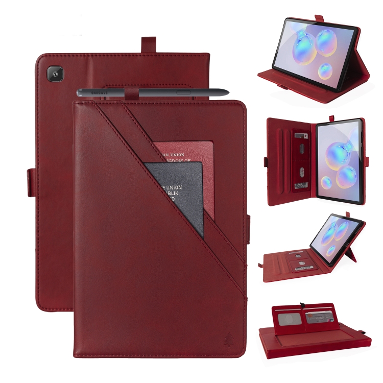 

For Samsung Galaxy Tab A7 SM-T505 (2020) Horizontal Flip Double Holder Leather Case with Holder & Card Slots & Photo Frame(Red)