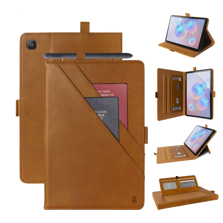 

For Samsung Galaxy Tab A7 SM-T505 (2020) Horizontal Flip Double Holder Leather Case with Holder & Card Slots & Photo Frame(Light Brown)