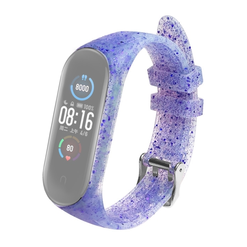 

For Xiaomi Mi Band 5 Glitter Powder Silicone Replacement Strap Watchband(Blue)