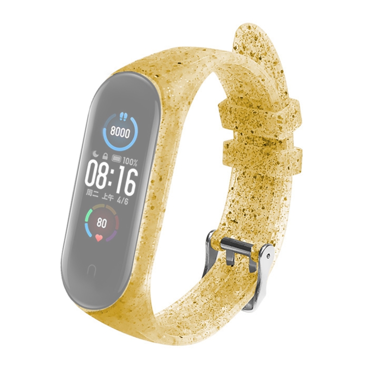 

For Xiaomi Mi Band 4 / 3 Glitter Powder Silicone Replacement Strap Watchband(Gold)