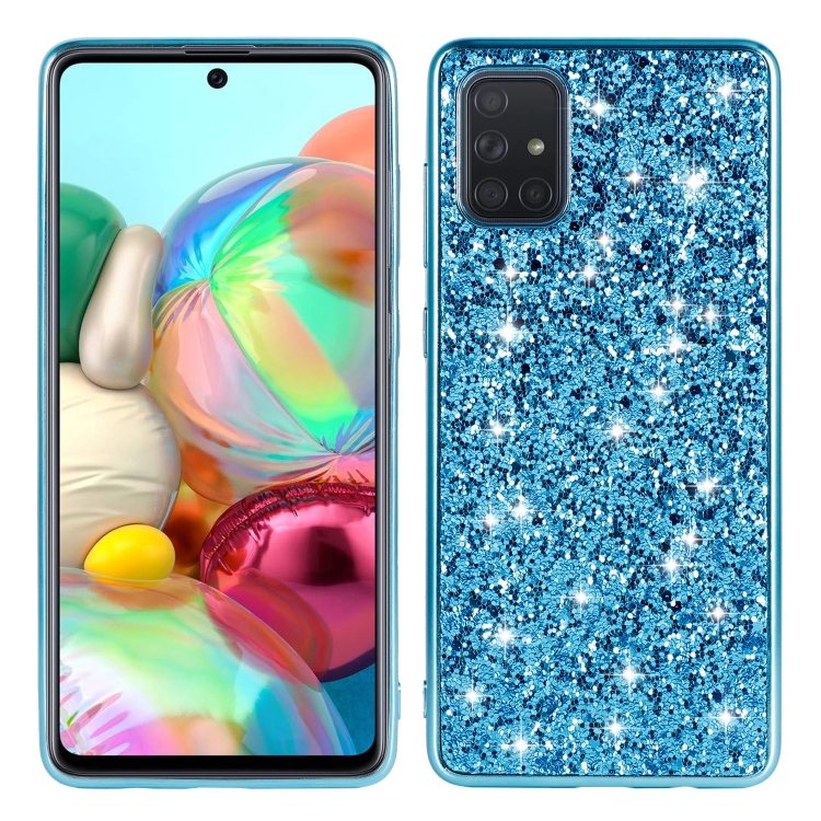 

For Samsung Galaxy A41 Glitter Powder Shockproof TPU Protective Case(Blue)