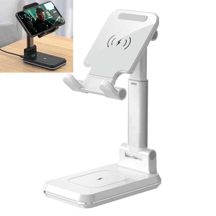

T6 2 in 1 Portable Folding Stand Wireless Charging, Style:Double Charge(White)