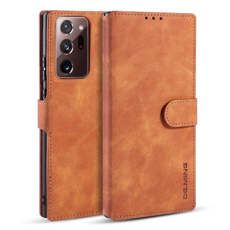 

For Samsung Galaxy Note20 Ultra DG.MING Retro Oil Side Horizontal Flip Case with Holder & Card Slots & Wallet(Brown)