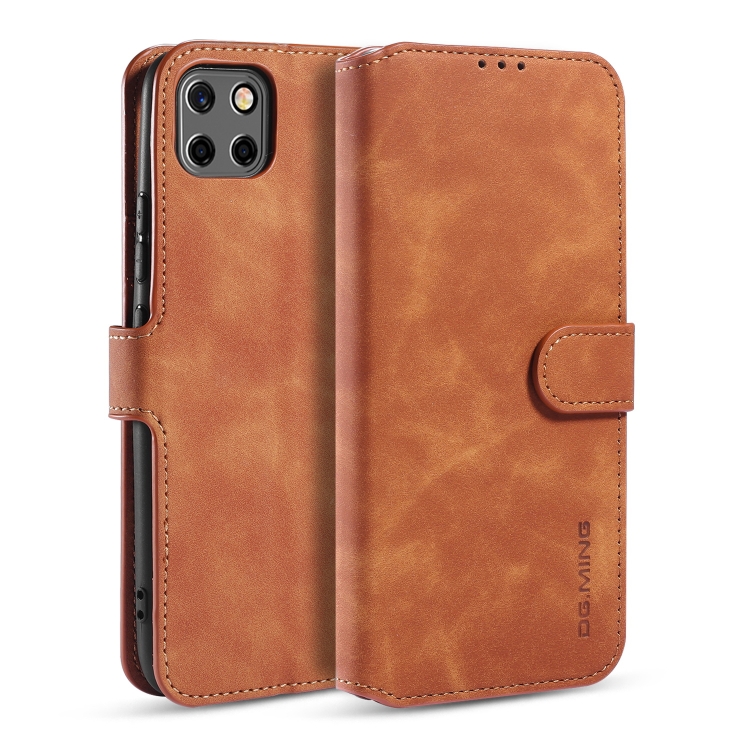 

For OPPO Realme C11 DG.MING Retro Oil Side Horizontal Flip Case with Holder & Card Slots & Wallet(Brown)