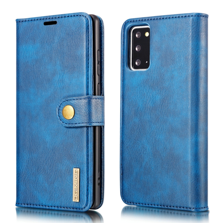 

For Samsung Galaxy Note20 DG.MING Crazy Horse Texture Flip Detachable Magnetic Leather Case with Holder & Card Slots & Wallet (Blue)