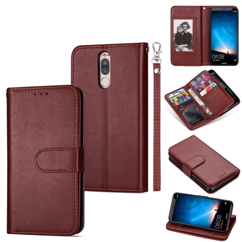

For Huawei Mate 10 Lite Ultra-thin 9 Card Horizontal Flip Leather Case, with Card Slots & Holder & Lanyard(Brown)