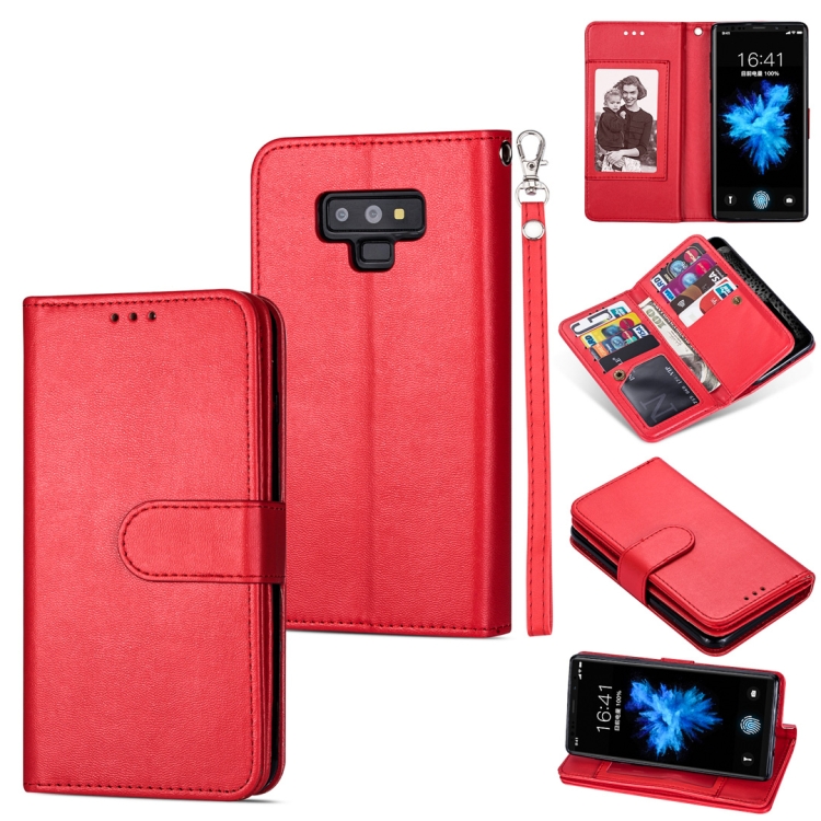 

For Samsung Galaxy Note9 Ultra-thin 9 Card Horizontal Flip Leather Case, with Card Slots & Holder & Lanyard(Red)
