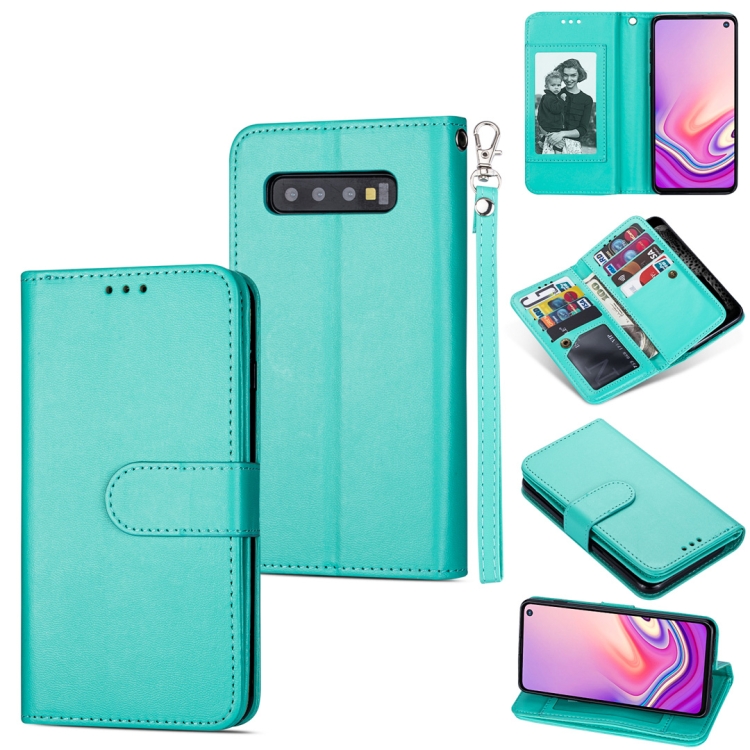 

For Samsung Galaxy S10 Ultra-thin 9 Card Horizontal Flip Leather Case, with Card Slots & Holder & Lanyard(Green)