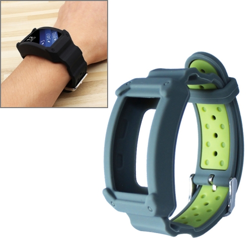 

For Samsung Gear Fit2 / Pro Silicone Replacement Strap Watchband, Style:Light Grey+Green