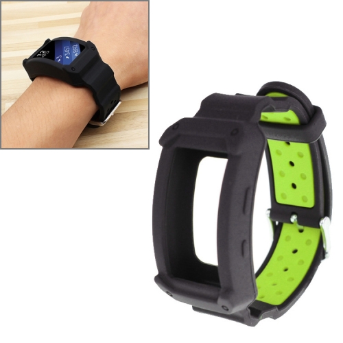 

For Samsung Gear Fit2 / Pro Silicone Replacement Strap Watchband, Style:Black+Green