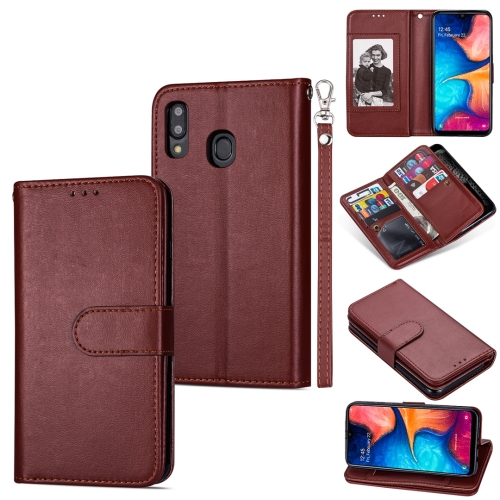 

For Samsung Galaxy A20E Ultra-thin 9 Card Horizontal Flip Leather Case, with Card Slots & Holder & Lanyard(Brown)